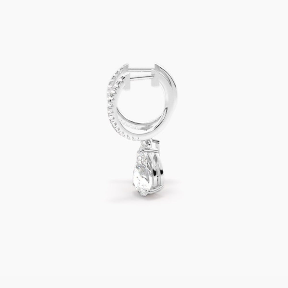 Pear Cut Moissanite Classic Hoop Earrings For Her