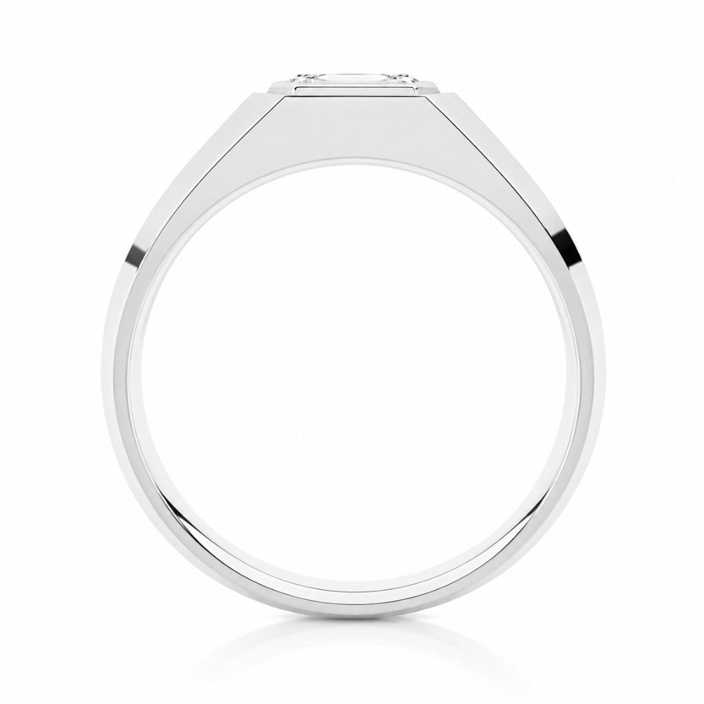 Emerald Cut Lab Grown Diamond Solitaire Bezel Set Proposal Ring