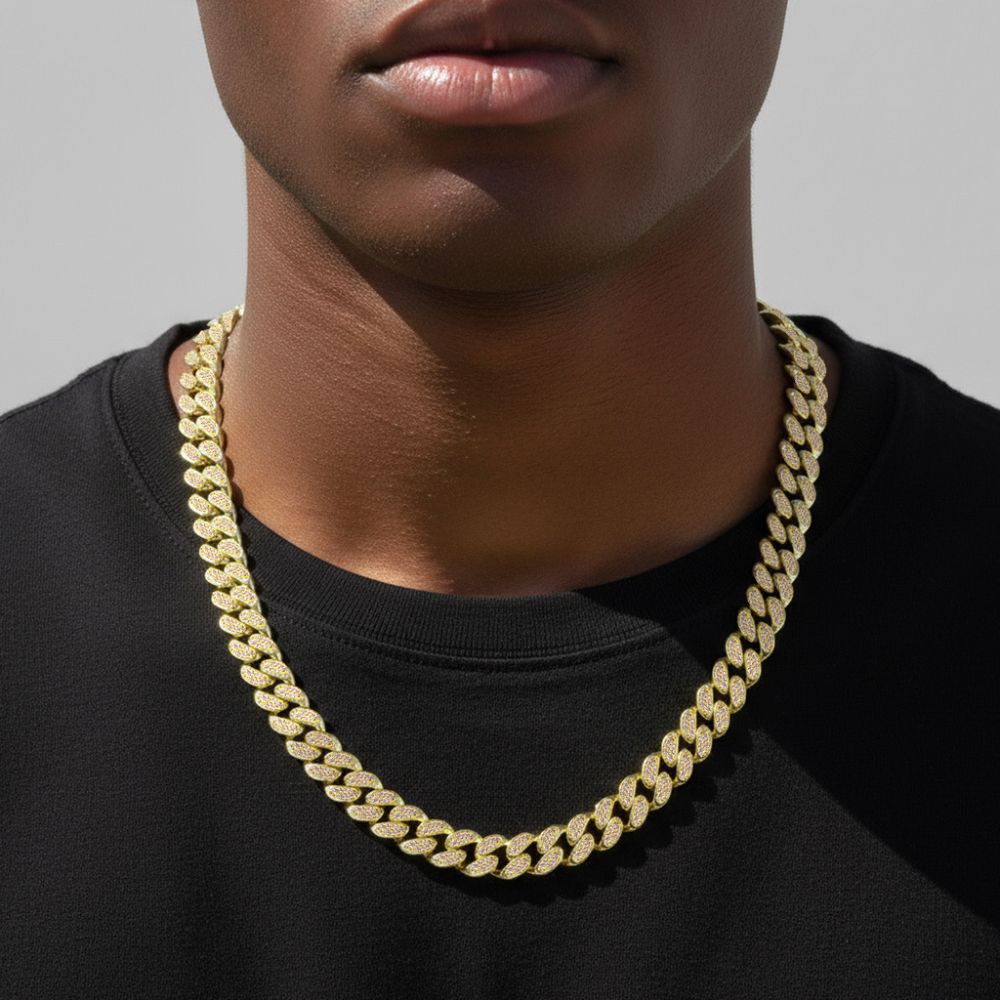 18 MM Iced Out Round Cut Moissanite Hip Hop Chain For Men