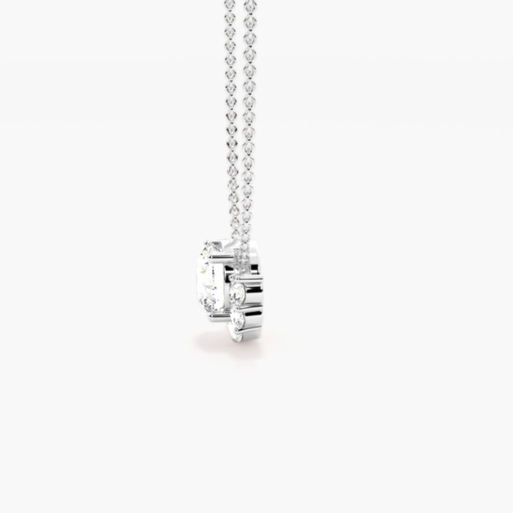 Round Cut Moissanite Half Halo Pendant