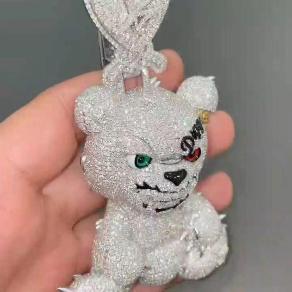 Iced Out Moissanite Diamond Angry Bear Hip Hop Pendant
