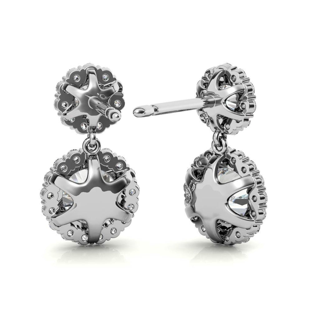 Round Cut Halo Style Moissanite Women's Earrings For Birthday Gift