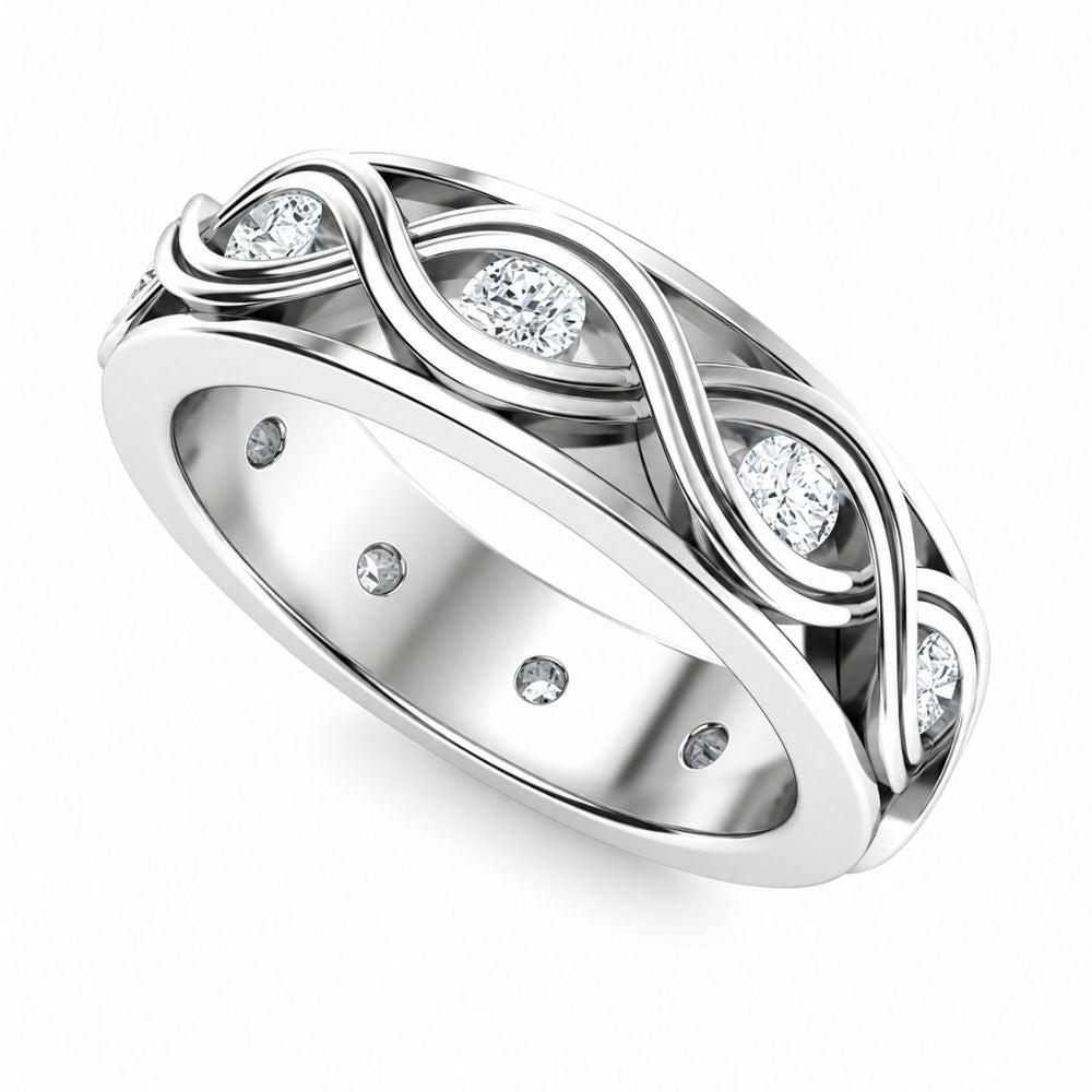 Lab Grown Diamond Round Cut Bezel Set Promise Band