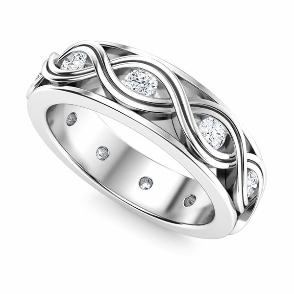 Lab Grown Diamond Round Cut Bezel Set Promise Band