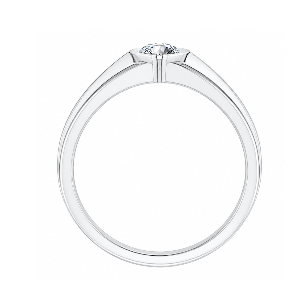 Lab Grown Diamond Round Cut Solitaire Half Bezel Set Engagement Ring
