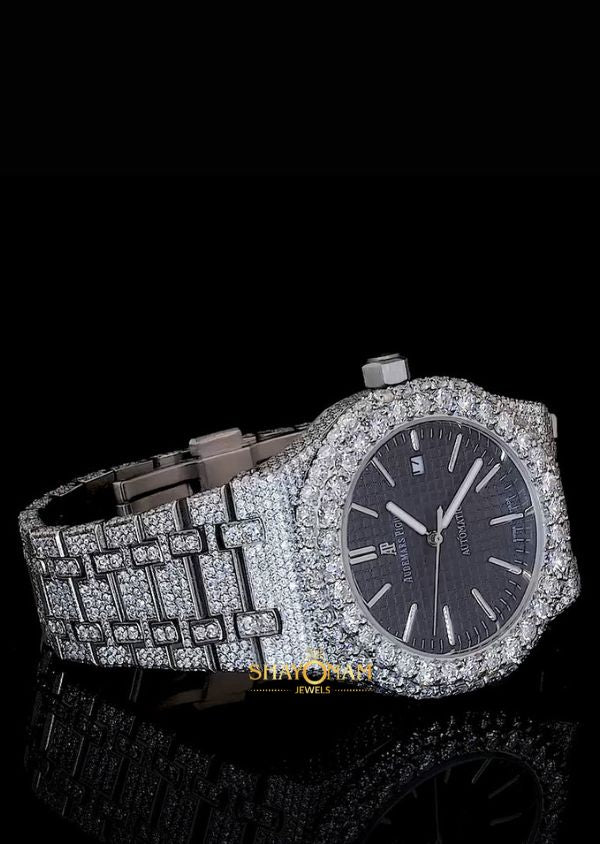 Iced Out Moissanite Diamond Blue Dial Hip Hop Men's Watch Gift