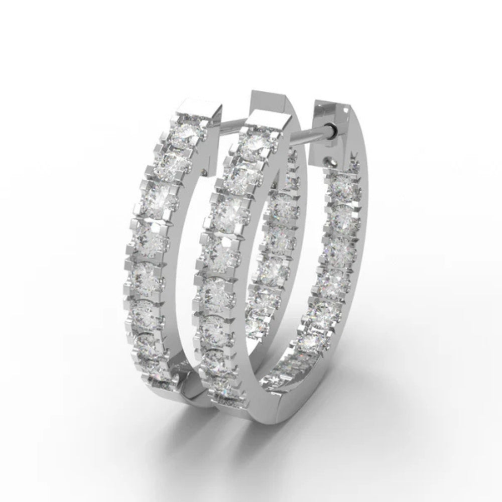 Round Cut Moissanite Pave Set Inside Out Hoop Earrings