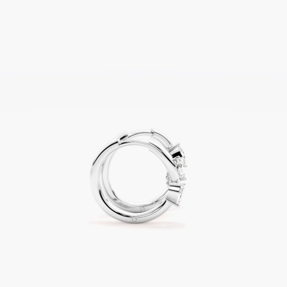 Marquise Cut Moissanite Inside Out Hoop Earring