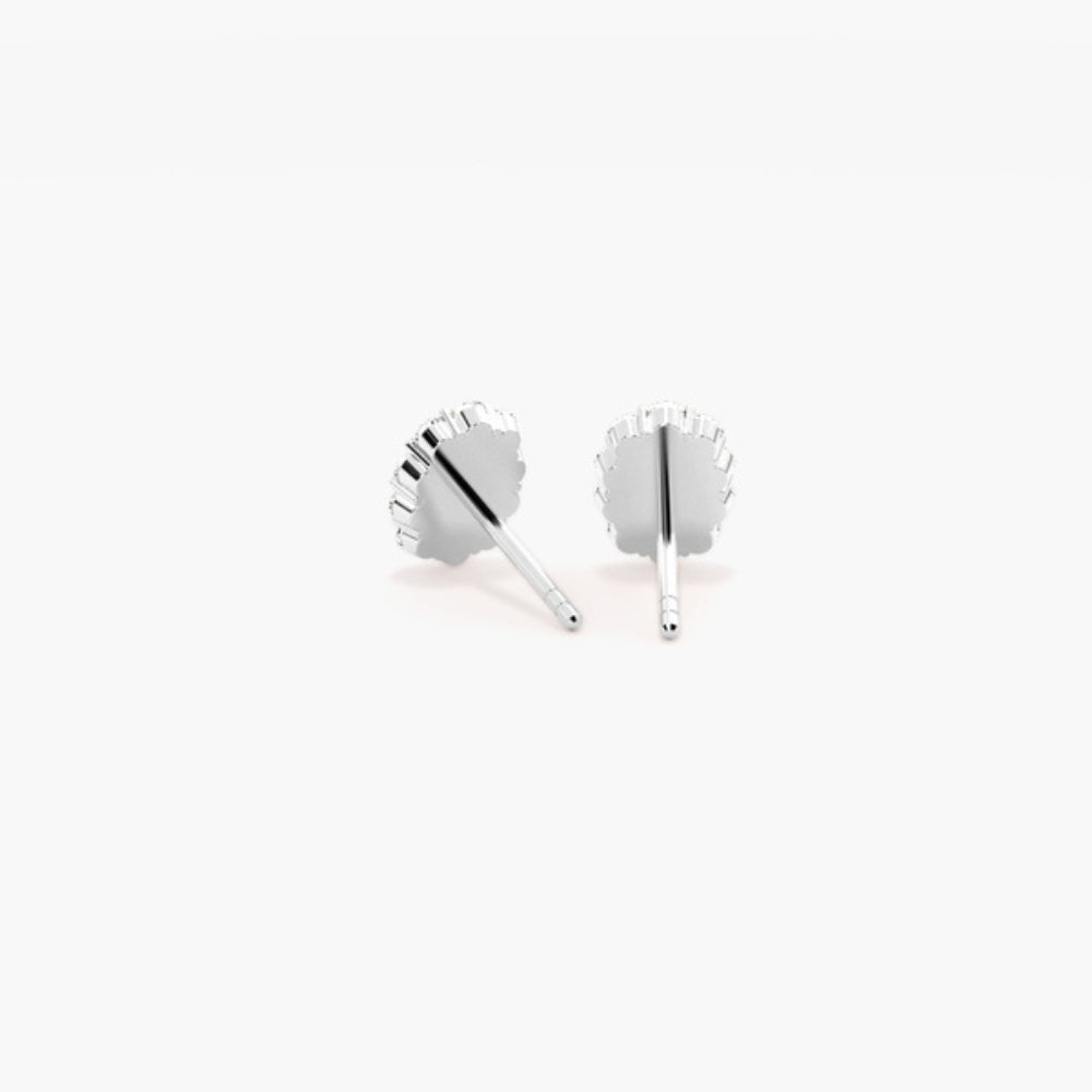 Emerald Cut Moissanite Halo Style Earring