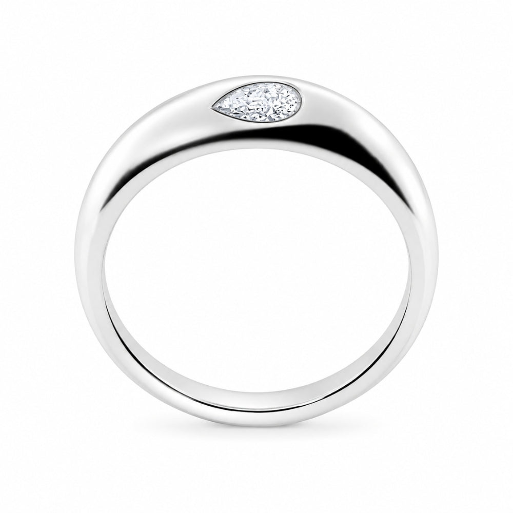 Pear Cut Lab Grown Diamond Solitaire Flush Set Engagement Ring