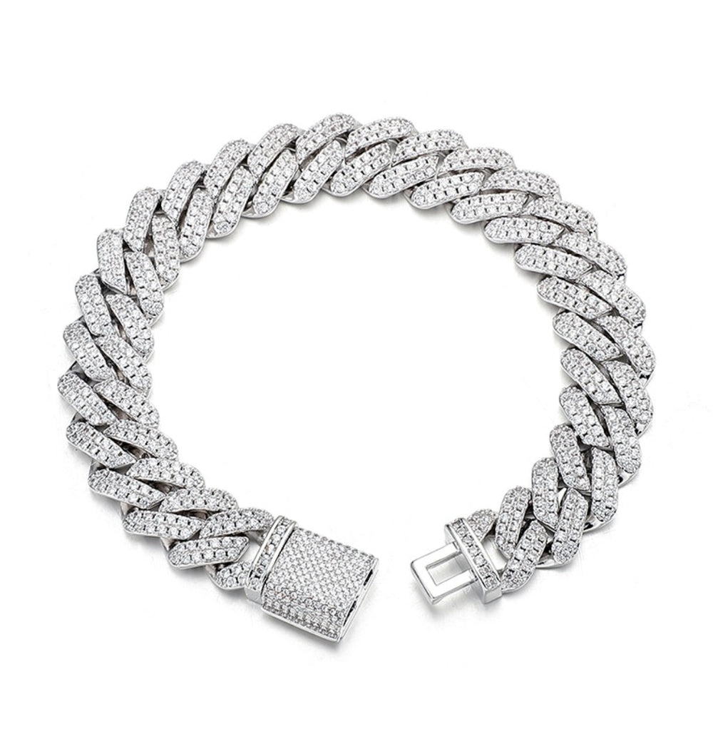 Moissanite Round Cut Cuban Link Men's Hip Hop Bracelet