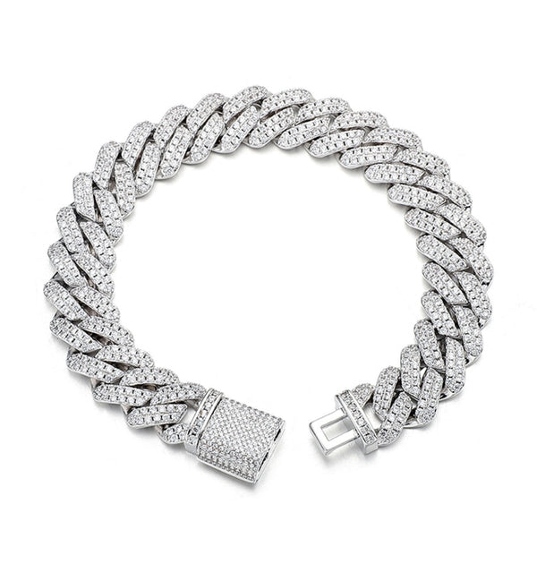 Moissanite Round Cut Cuban Link Men's Hip Hop Bracelet