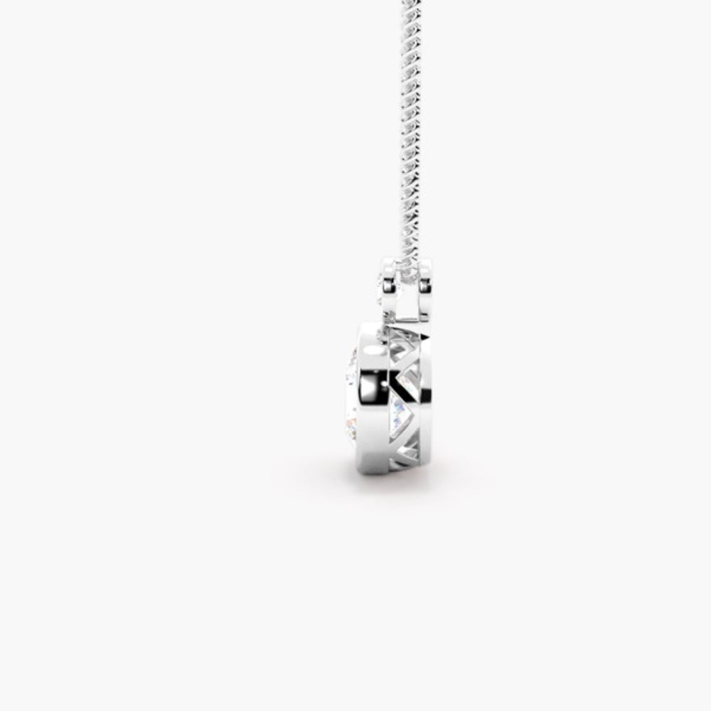 Moissanite Round Cut Two Stone Bezel Set Pendant