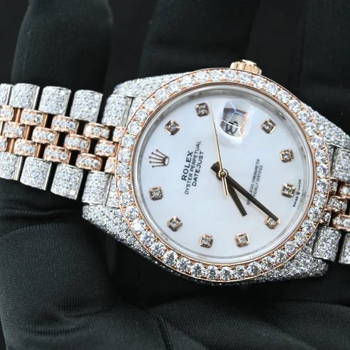 Datejust Rolex Iced Out Hip Hop Luxury Dual Tone Watches