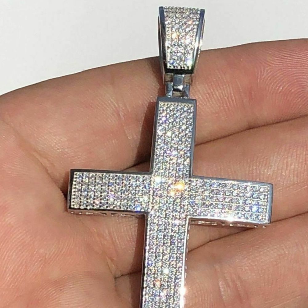 Moissanite Diamond Iced Out Unisex Cross Pendant