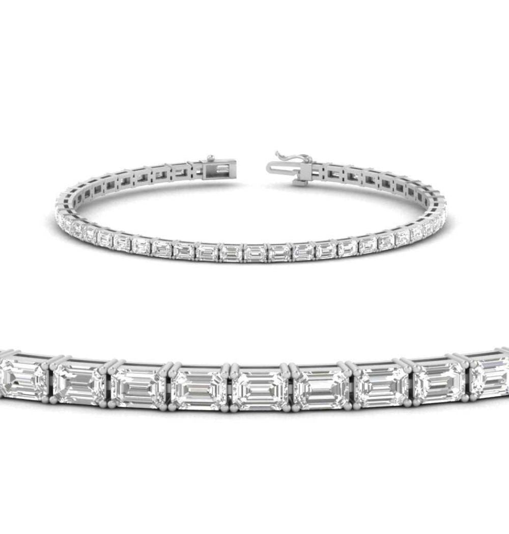 Emerald Cut Moissanite Tennis Bracelet For Birthday Gift