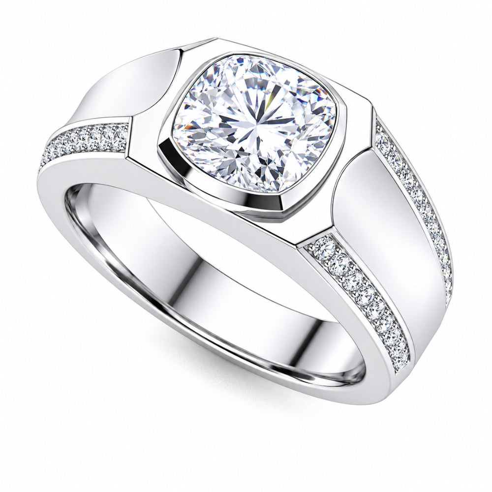 Cushion Cut Lab Grown Diamond Pave Set Engagement Ring