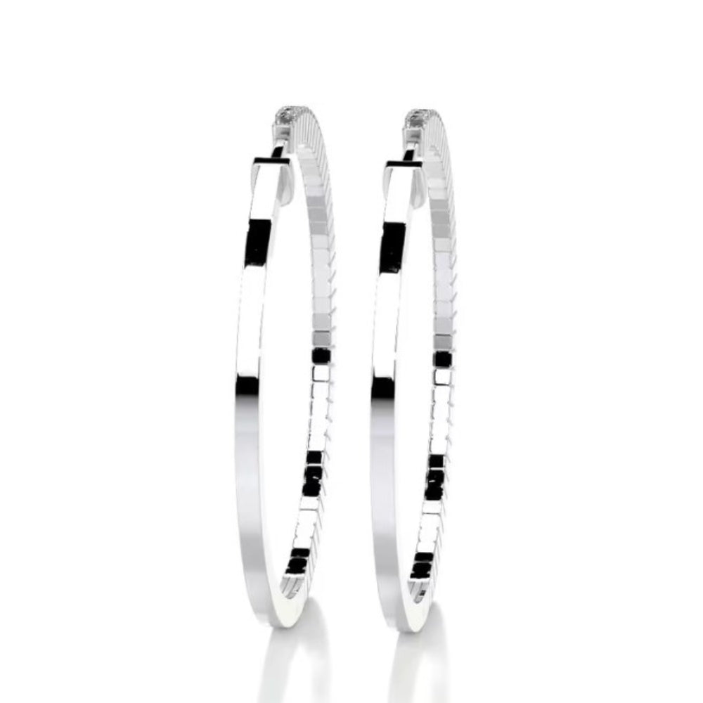 Round Cut Moissanite Pave Set Hoop Earrings For Women