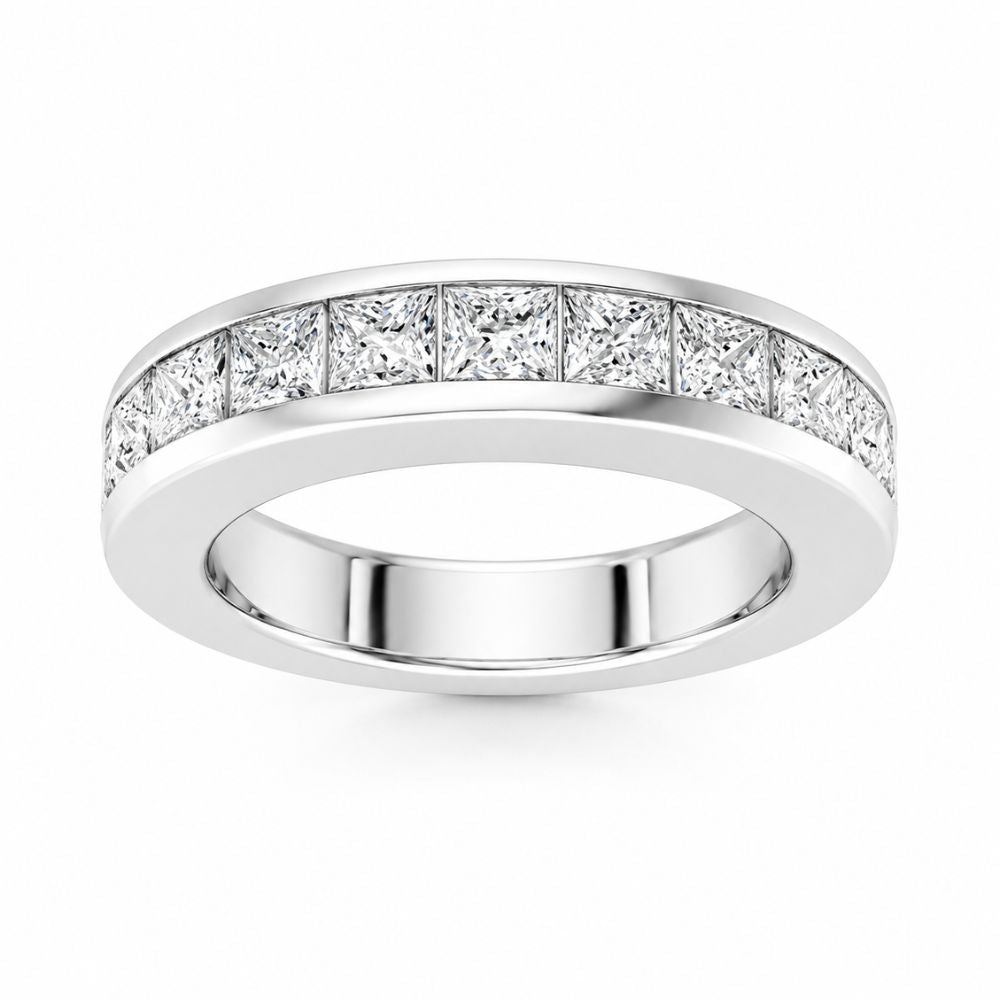 Princess Cut Lab Grown Diamond Channel Set Wedding Band