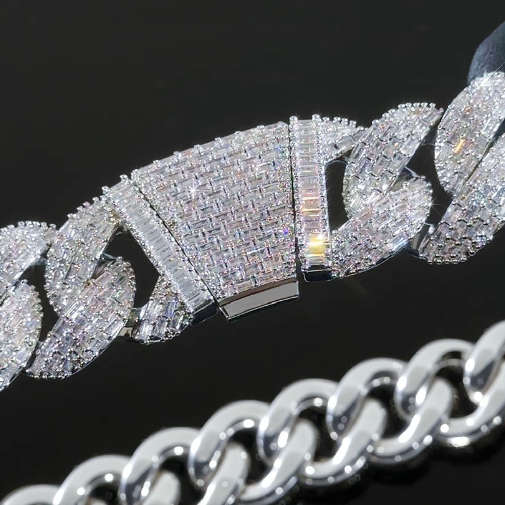 VVS1 Moissanite Round Cut Miami Link Hip Hop Chain