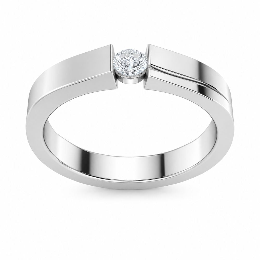 Round Cut Lab Grown Diamond Bar Set Solitaire Men's Ring For Anniversary Gift