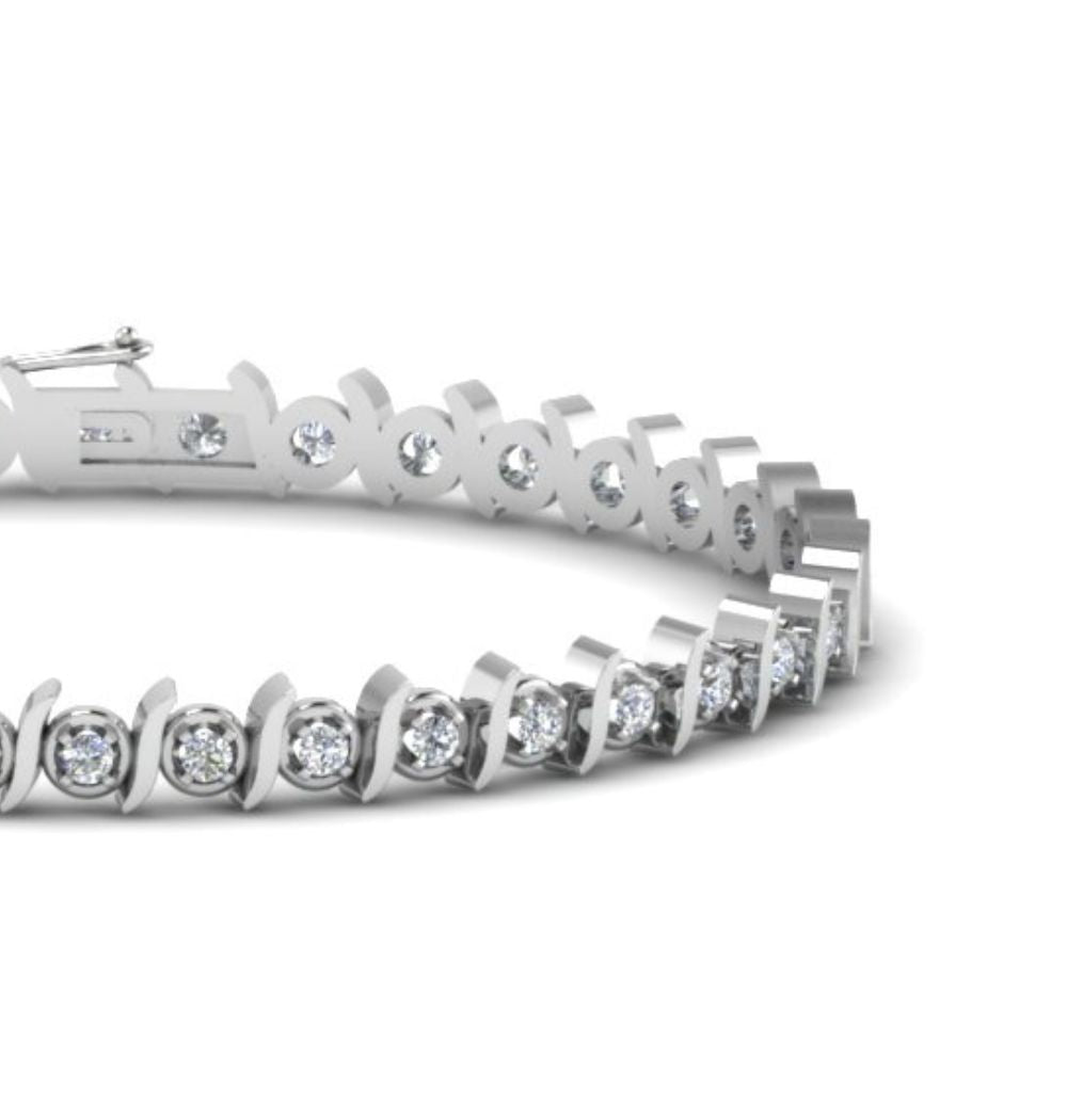 Round Cut Moissanite Bezel Set Bracelet For Birthday Gift