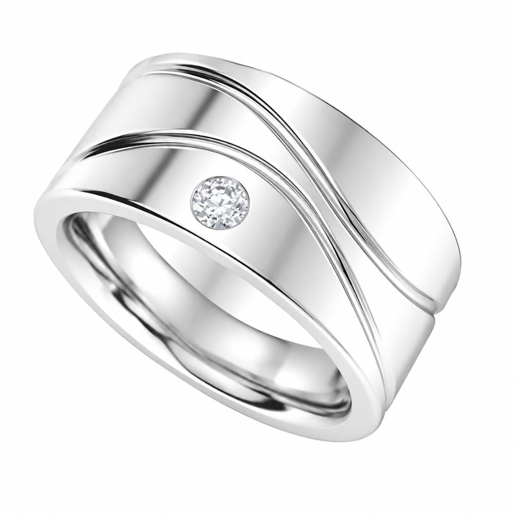 Round Cut Lab Grown Diamond Flush Set Men's Wedding Band