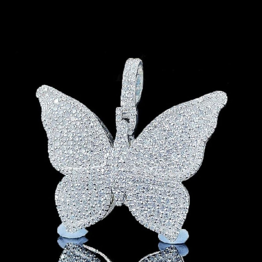 Iced Out VVS1 Moissanite Diamond Butterfly Hip Hop Pendant