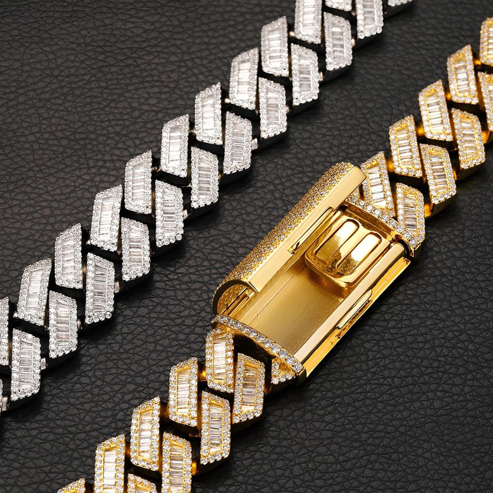 Baguette & Round Cut Lab Grown Diamond Cuban Link Hip Hop Chain