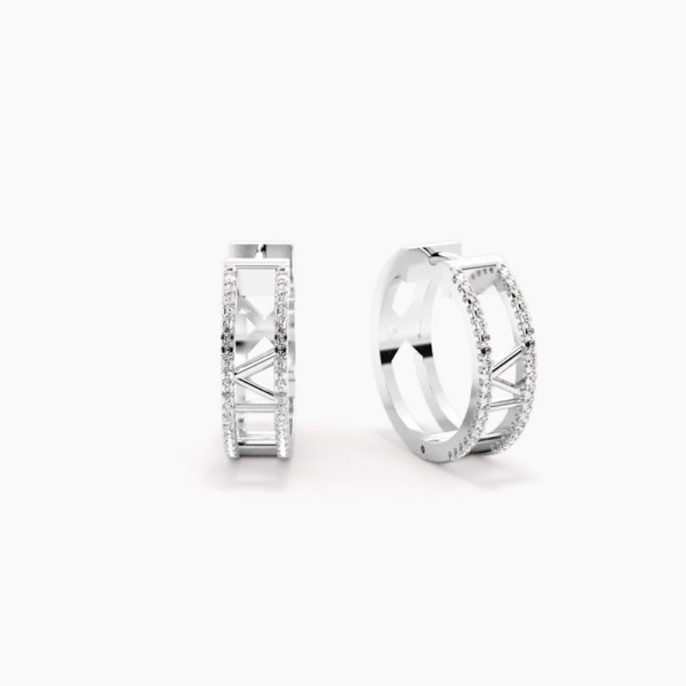 Round Cut Moissanite Pave Set Hoop Earrings For Women