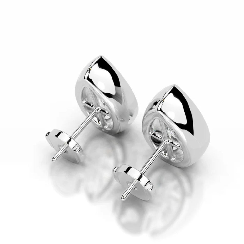 Moissanite Pear Cut Solitaire Bezel Set Stud Earring