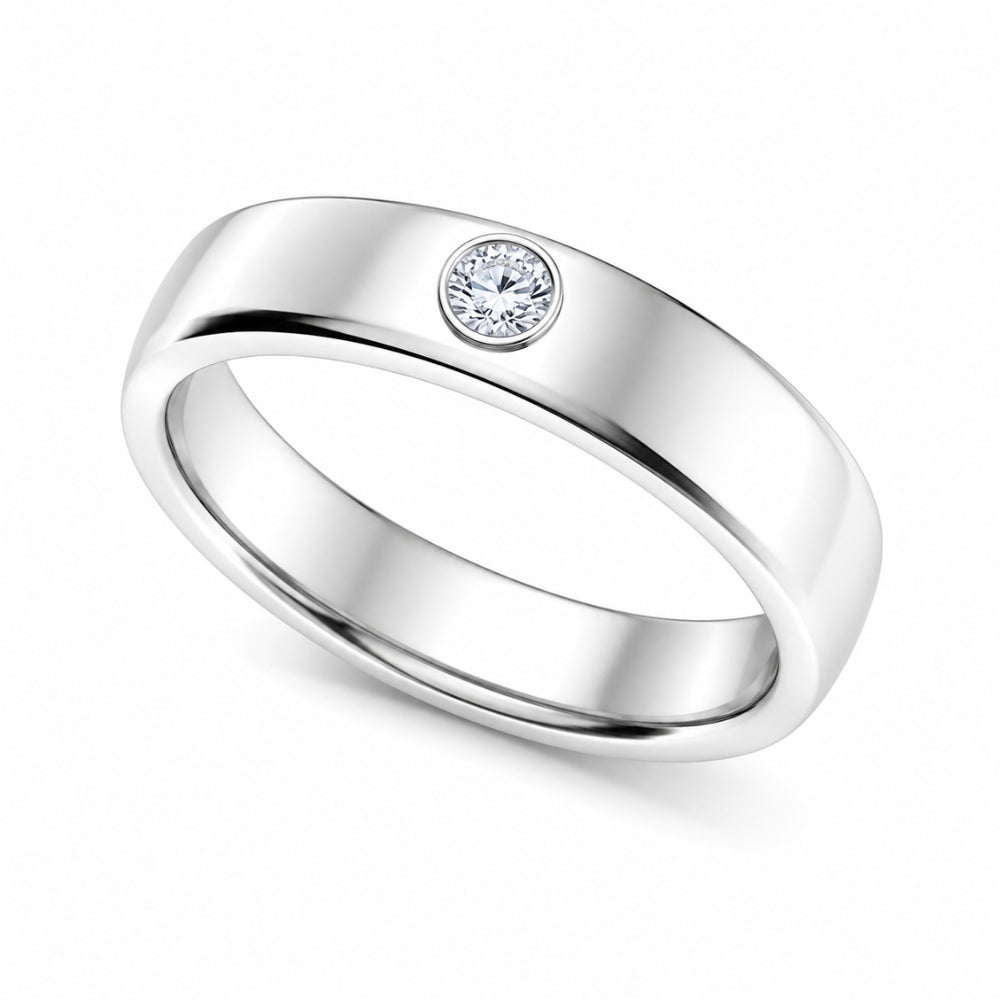 Bezel Set Round Cut Lab Grown Diamond Wedding Band For Men
