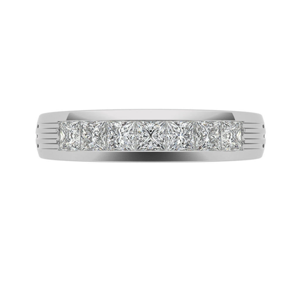 Princess Cut Channel Set Lab Grown Diamond Wedding Band
