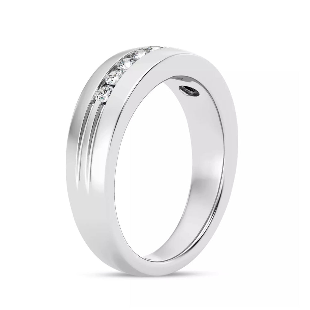 Round Cut Lab Grown Diamond Channel Set Men's Engagement Ring