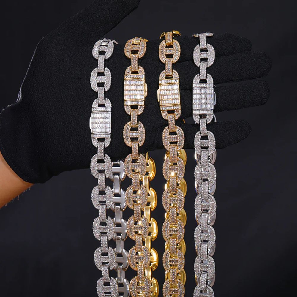 Baguette Cut & Round Cut Lab Grown Diamond Cuban Link Chain