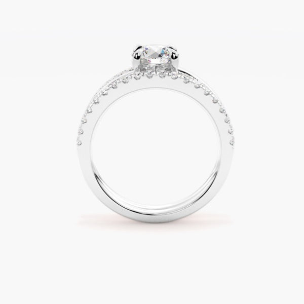 Moissanite Round Cut Split Shank Style Bridle Ring Set