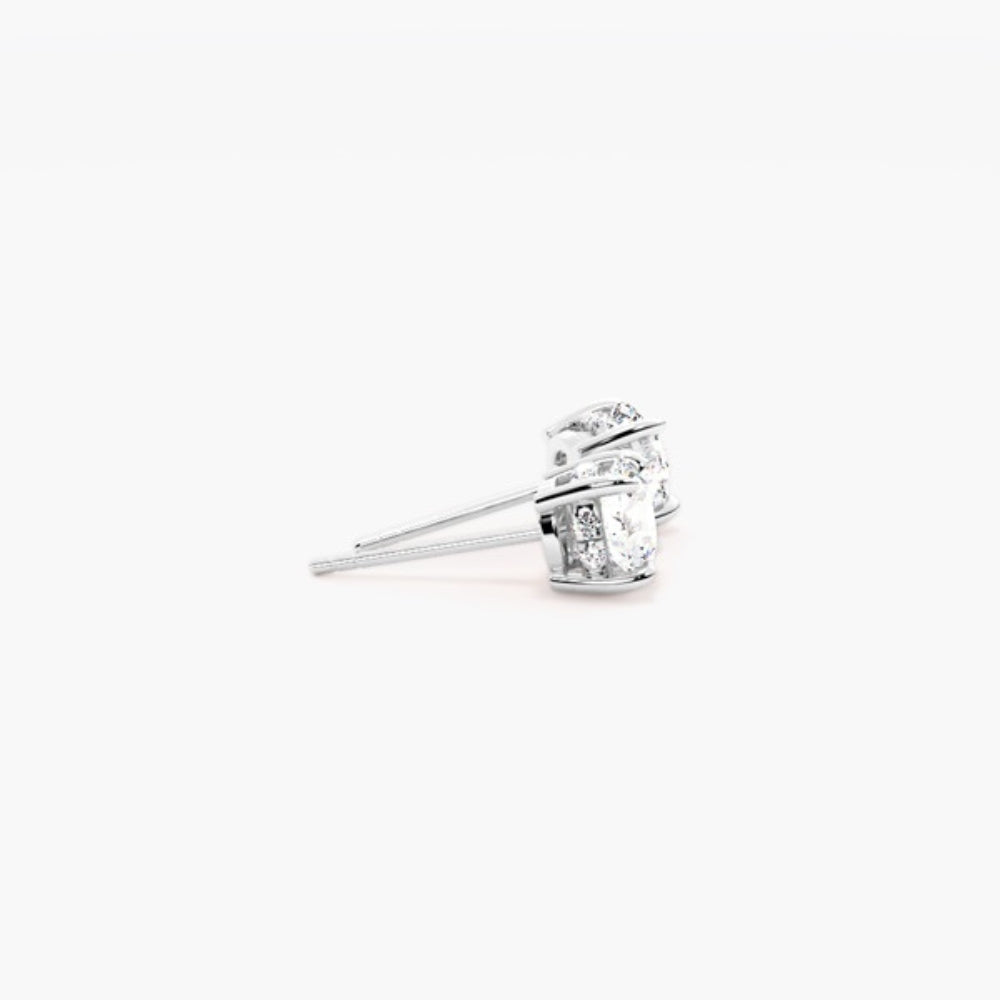 Moissanite Round Cut Claw Prong Earring For Her
