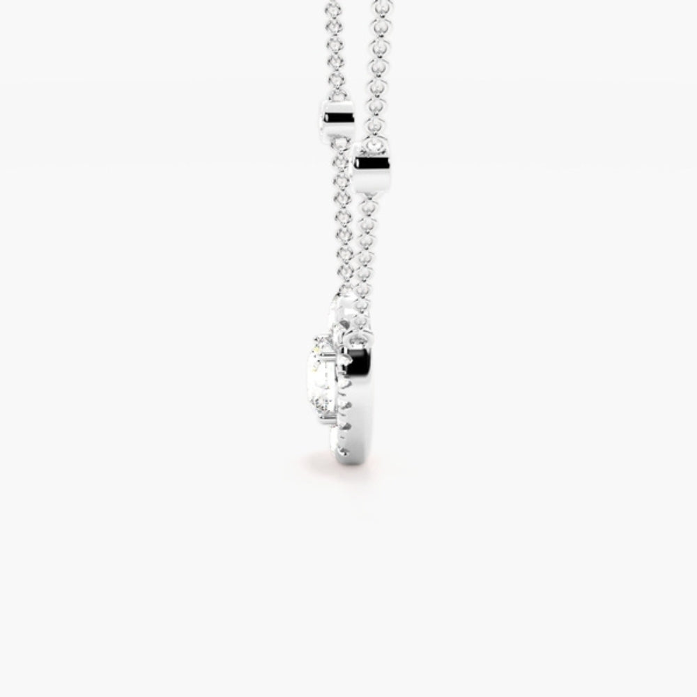Round Cut Moissanite Halo Style Pendant