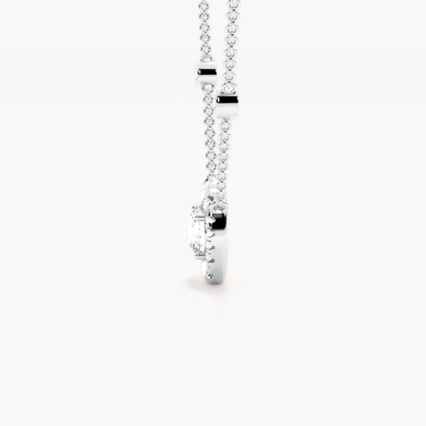 Round Cut Moissanite Halo Style Pendant