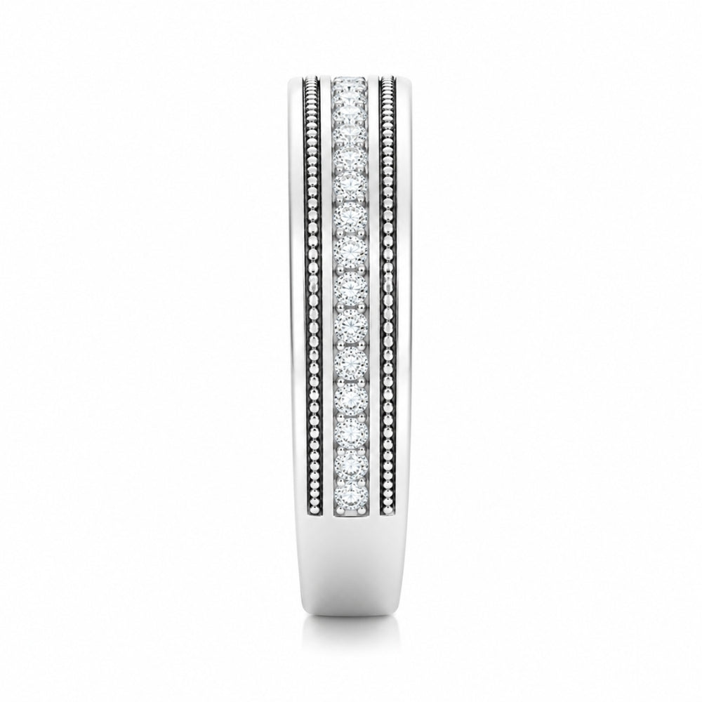 Round Cut Lab Grown Diamond Filigree Style Men's Wedding Band