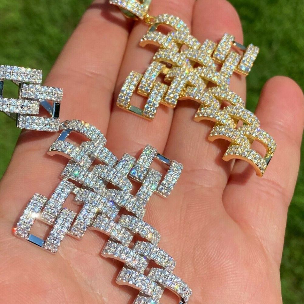 Iced Out Moissanite Diamond Cross Hip Hop Pendant For Men's