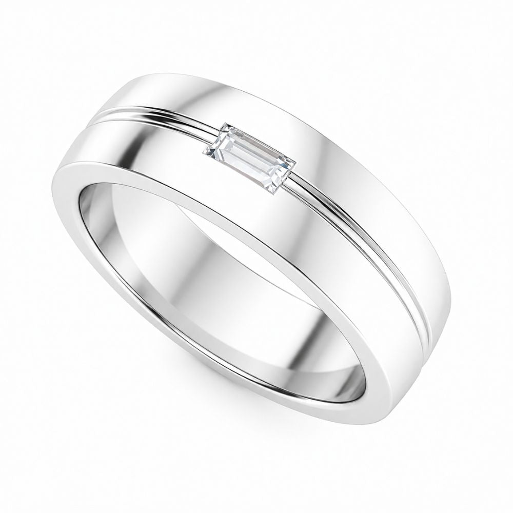 Baguette Cut Lab Grown Diamond Flush Set Wedding Band