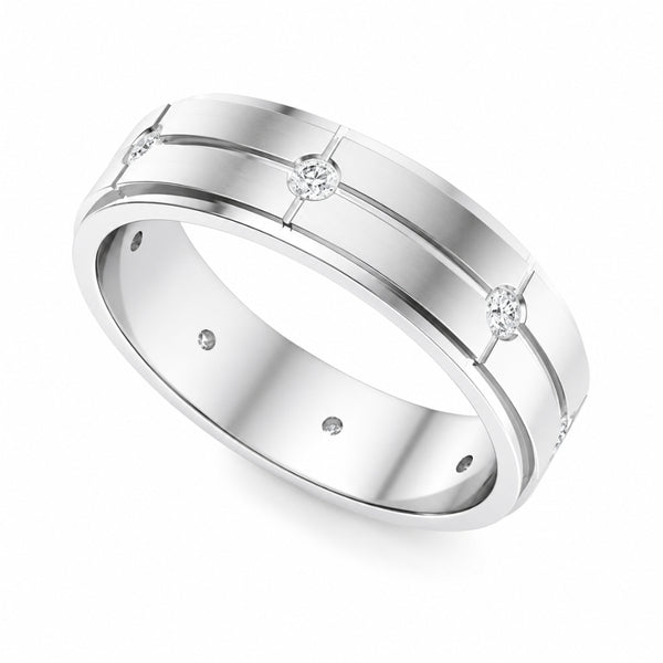 Round Cut Flush Set Lab Grown Diamond Men's Wedding Band