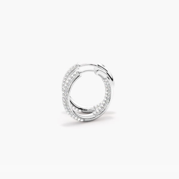 Round Cut Moissanite Three Row Pave Set Hoop Earrings