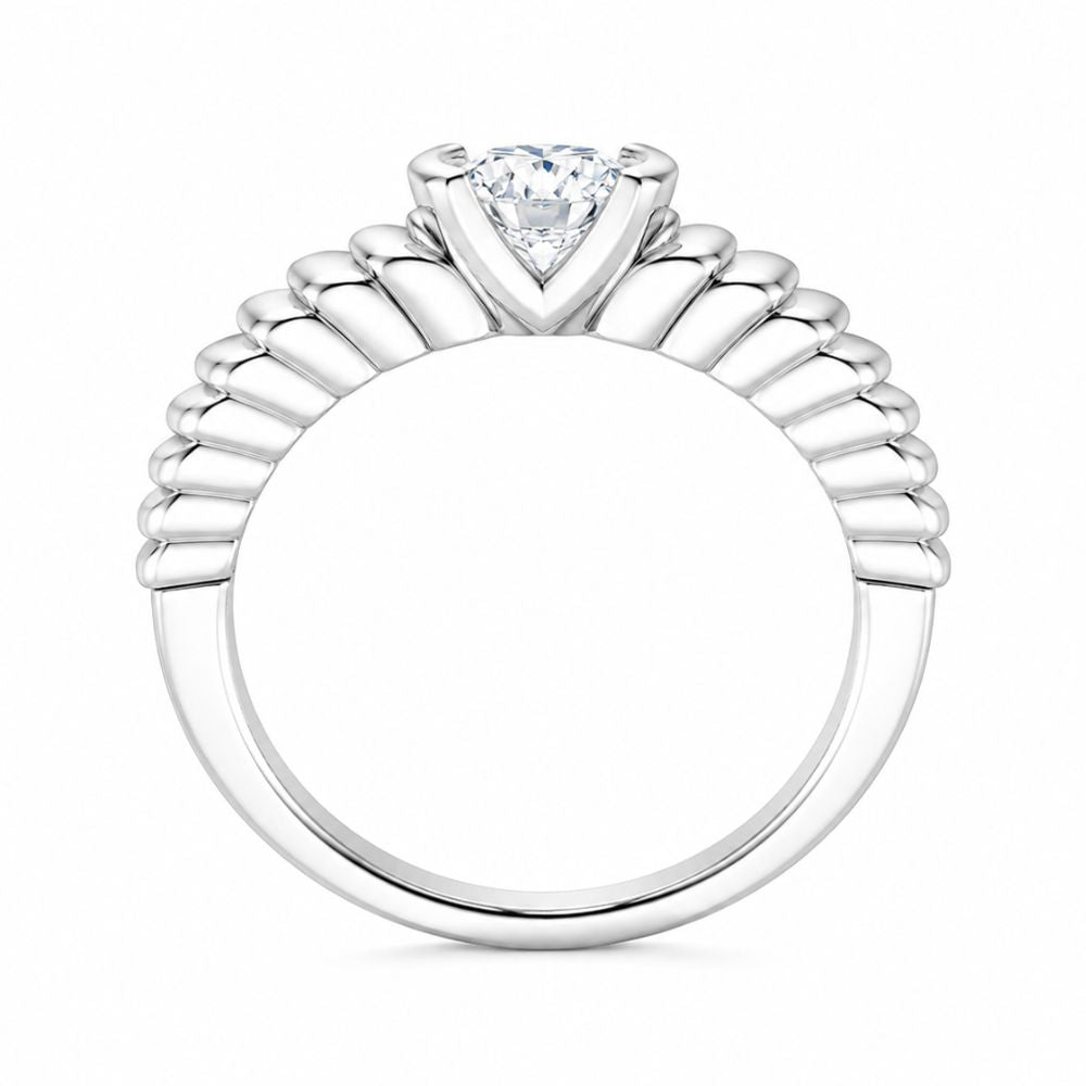 Round Cut Solitaire Lab Grown Diamond Half Bezel Set Men's Ring