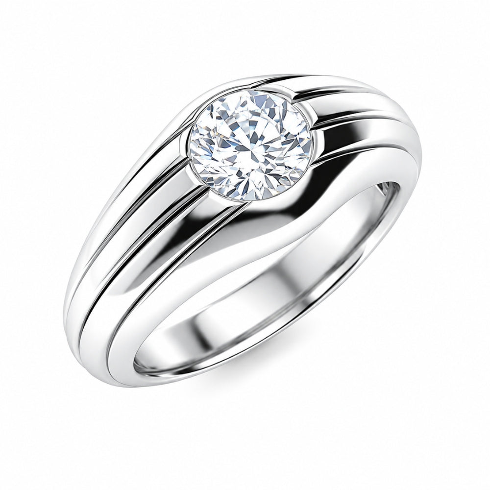 Lab Grown Diamond Round Cut Solitaire Flush Set Engagement Ring