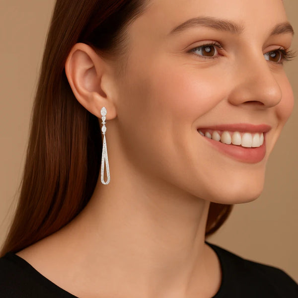VVS1 Moissanite Round Cut Classic Drop Dangle Earrings