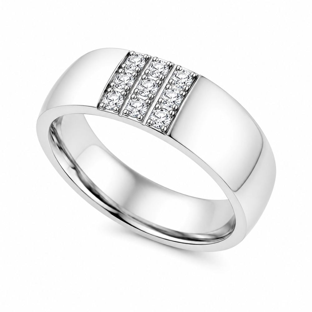 Round Cut Pave Set Lab Grown Diamond Wedding Band