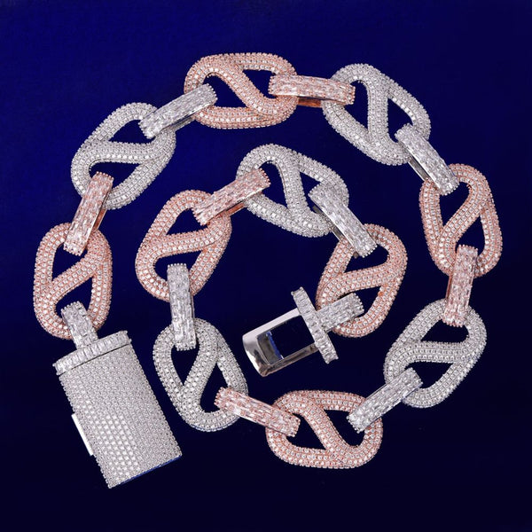 Lab Grown Diamond Round & Baguette Cut Cuban Chain For Men