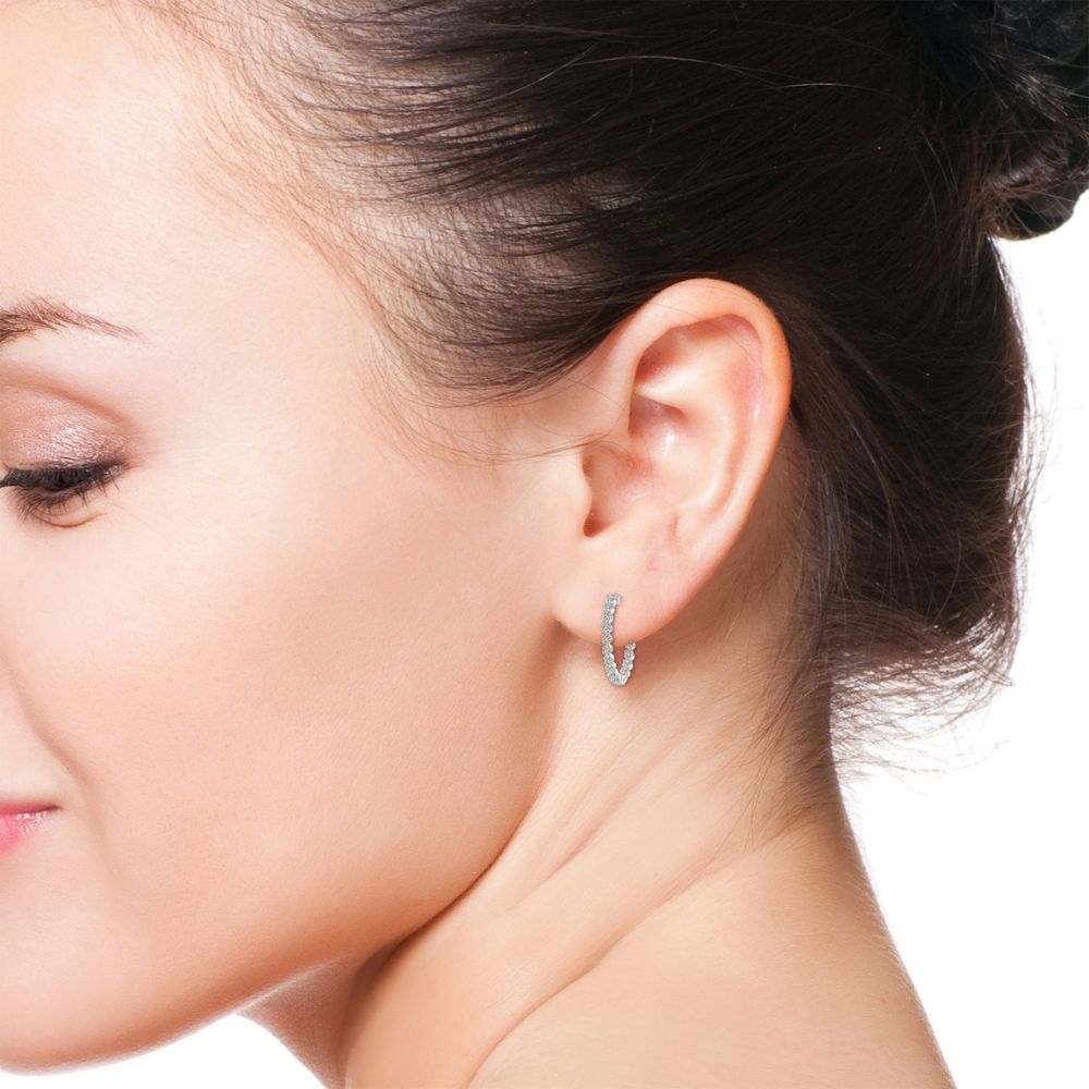 Round Cut Moissanite Unique Hoop Earrings For Her